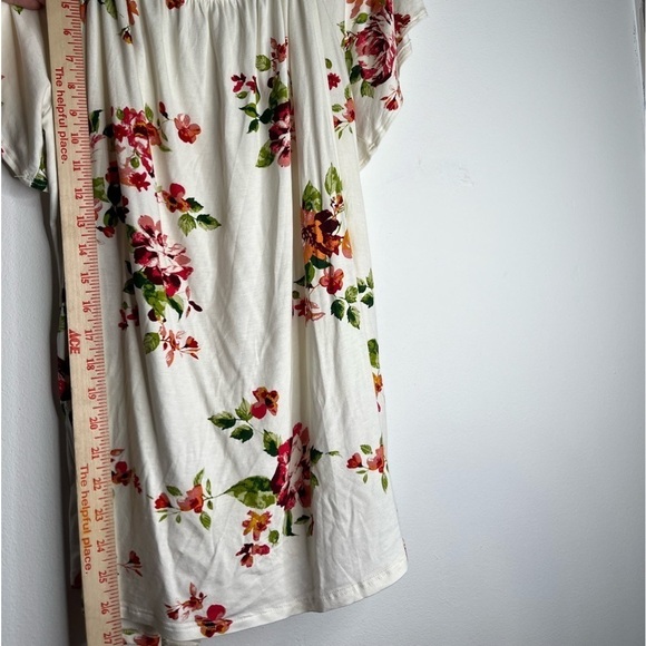 143 Story by Line Up Off Shoulders Blouse Large Stretchy Beige Floral - Picture 6 of 8